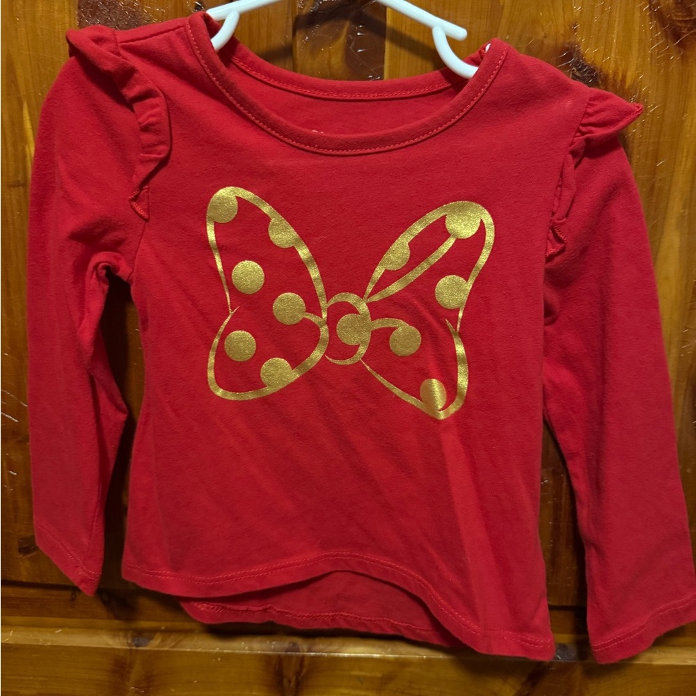 “Pre-Owned” Red Kids Shirt with Gold Bow Design